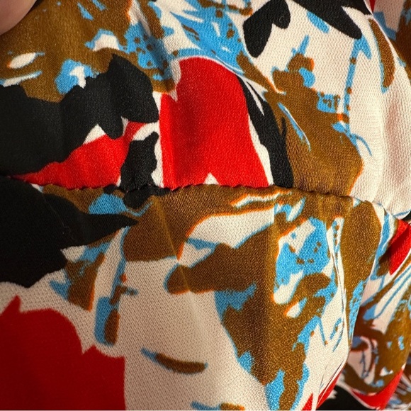 Sam Edelman red floral asymmetrical dress, size 6, flounce, elastic waist - Picture 2 of 11